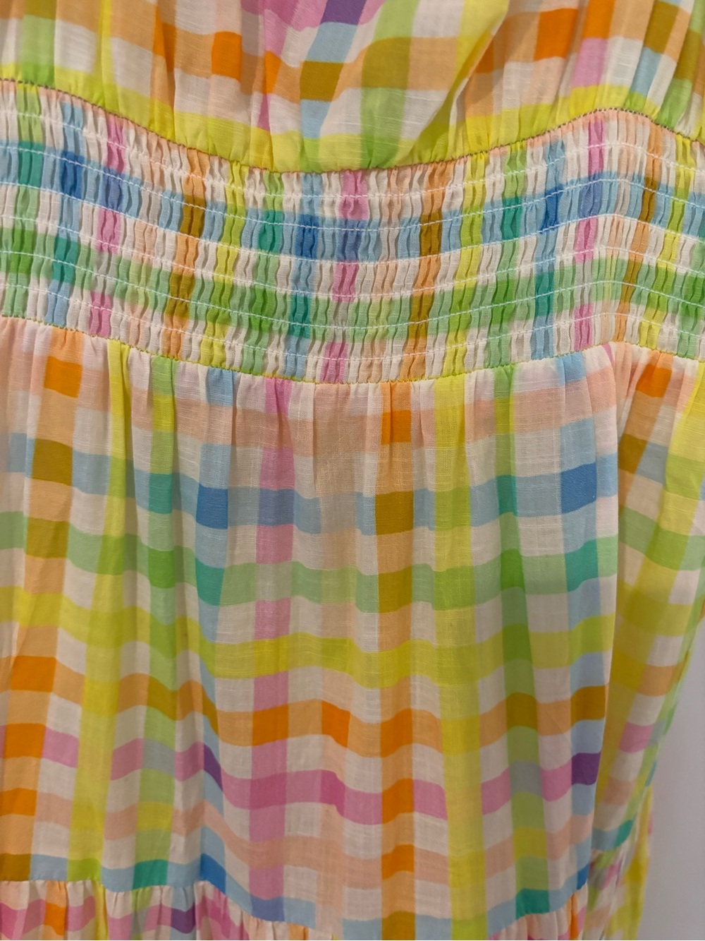Pastel Gingham Tiered Maxi Dress with Smocked Waist - Picture 5 of 7